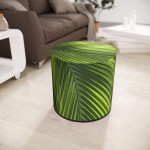 ZTOZZ Round Pouf Indoor Printed Ottoman Foot Stool for Dining Living Room or Bedroom with Removable Cover Palm Print