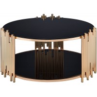 ACME Tanquin Coffee Table - Gold & Black Glass