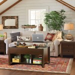 ChooChoo Lift Top Coffee Table w Hidden Storage Compartment and 3 Lower Open Shelves Pop Up Coffee Table for Living Room Walnut