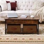 Coffee Table Lift Top Coffee Table with 2 Storage Boxes. Wood Lifting Top Central Table Metal Frame Hidden Compartment Lift Tabletop Modern Pop up Adjustable Center Table for Living Room