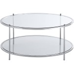 Convenience Concepts Royal Crest 2 Tier Round Glass Coffee Table Clear Glass Chrome Frame