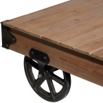 Deco 79 Wood Cart Coffee Table 56 by 16-1 2-Inch