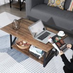 GreenForest Coffee Table Farmhouse Rustic with Storage Shelf for Living Room 43.3 x 23.6 inch Easy Assembly Walnut