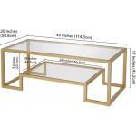 Henn&Hart Modern Geometric-Inspired Glass Coffee Table One Size Gold
