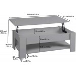 HOME BI Lift Top Coffee Table with Hidden Storage Compartment and Two Drawers Modern Versatile Lift Up Coffee Dining Table for Living Room Sofa Tea Table for Reception Room 41.33" L,Grey