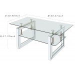 IKIFLY Mirrored Coffee Table with 2 Tier Glass Boards & Sturdy Metal Legs Clear Rectangle Glass End Table Coffee Tea Table for Home Office