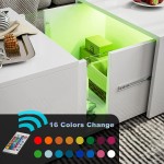 IKIFLY Modern High Glossy Coffee Table with 16 Colors LED Lights Retractable Hidden Compartment w Ttransparent Acrylic Small Size LED Sofa Storage Table for Living Room