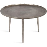 Kate and Laurel Alessia Modern Coffee Table 25 x 25 x 15 Silver Metal Coffee Table with Antique Detailing for Storage and Display