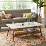 Madison Park Parker Coffee Tables-Solid Wood Two-Tone Finish with Lower Storage Shelf Modern Mid-Century Accent Living Room Furniture Medium Off-White Pecan