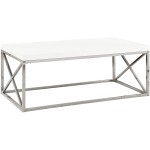 Monarch Specialties Modern Coffee Table for Living Room Center Table with Metal Frame 44 Inch L Glossy White Chrome