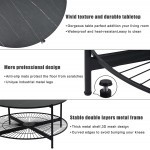 NSdirect Round Coffee Table,36 inches Rustic Wooden Tabletop and Reinforced Crossbar with Open Storage Shelf Vintage Circle Cocktail Table with Metal Legs for Living Room,Black