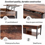ORGXpert Lift Top Coffee Table with Storage Shelf & 2 Canvas Baskets Set Rustic Wood Dinning Table with Side Drawer Vintage Metal Coffee Table for Living Room Bedroom Home Office