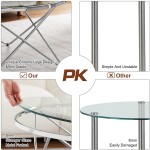 Round Glass Coffee Table 31.4" Modern Tempered Glass Top Sturdy Chrome Legs Adjustable Foot Pads Accent Side Sofa Table for Living Room Dining Room,Tea HomeSilver