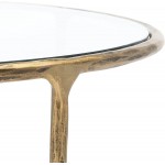 SAFAVIEH Couture Home Collection Jessa Brass Metal Tempered Glass Top Round Coffee Table Fully Assembled SFV9501A