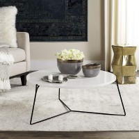 Safavieh Home Collection Mae Modern White Lacquer Round Coffee Table