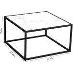 Saygoer Marble Coffee Table Small Square Coffee Tables Simple Modern Center Table for Living Room Home Office 27.6 * 27.6 * 15.7 Inch Easy Assembly White Marble