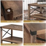SHA CERLIN 40 Inches Modern Farmhouse Coffee Table with X-Shaped Metal Frame Support Wood Look Accent Cocktail Table with Storage Shelf Sturdy Walnut