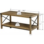 SHA CERLIN 40 Inches Modern Farmhouse Coffee Table with X-Shaped Metal Frame Support Wood Look Accent Cocktail Table with Storage Shelf Sturdy Walnut