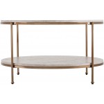 Southern Enterprises Silas Round Faux Stone Cocktail Coffee Table gold