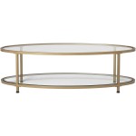 Studio Designs Home Camber 2-Tier Modern 48" Oval Coffee Table in Gold Clear Glass