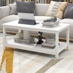 TaoHFE Coffee Table with Storage for Living Room,White Coffee Table Sofa Table Modern