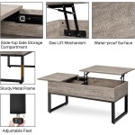 Yaheetech 40 inch Lift Top Coffee Table with Hidden Storage Compartments and Upper Sliding Drawer for Living Room Farmhouse Lift Up Central Table w Strong Legs U Leg Design and Large Storage Gray