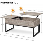 Yaheetech 40 inch Lift Top Coffee Table with Hidden Storage Compartments and Upper Sliding Drawer for Living Room Farmhouse Lift Up Central Table w Strong Legs U Leg Design and Large Storage Gray