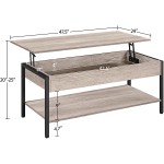 Yaheetech Industrial 47.5 in Lift Top Coffee Table Lift Up Coffee Table Wooden Lift Up Central Table w Hidden Storage Compartments Center Table with Rustic Wood Raisable Top for Living Room Gray