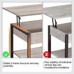 Yaheetech Industrial 47.5 in Lift Top Coffee Table Lift Up Coffee Table Wooden Lift Up Central Table w Hidden Storage Compartments Center Table with Rustic Wood Raisable Top for Living Room Gray