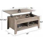 Yaheetech Lift Top Coffee Table with Hidden Storage Compartment & Lower Shelf Dining Table Farmhouse for Living Room 24.2in H Gray