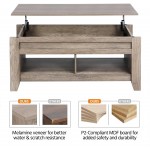 Yaheetech Lift Top Coffee Table with Hidden Storage Compartment & Lower Shelf Dining Table Farmhouse for Living Room 24.2in H Gray