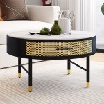 ZYWH Coffee Table Round White Marble Table top Modern Cocktail Table for Living Room Round Sofa Table Office Table Elegant Table D:21.6 inch Round