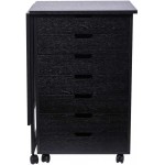7 Drawer Filing Cabinet with Folding Desk,Wood File Cabinet with Lockable Wheels Vertical Office Cabinet for A4 Letter Legal File Storage in Home Office 41.7'' L x 13.38'' W x 29.9'' H Black