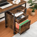 ALLOSWELL Rolling File Cabinet for Home Office Mobile Office Cabinet with 2 Drawers Vertical Wooden File Cabinet on Wheels for A4 Letter Size Hanging File Folders Rustic Brown FCHR4501