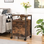 ALLOSWELL Rolling File Cabinet for Home Office Mobile Office Cabinet with 2 Drawers Vertical Wooden File Cabinet on Wheels for A4 Letter Size Hanging File Folders Rustic Brown FCHR4501