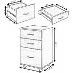 Basicwise Office File Cabinet 3 Drawer Chest with Rolling Casters Cherry