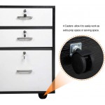 Bonnlo Wood 3 Drawer File Cabinets for Home Office Lateral File cabinets with Lock Printer Stand with File Cabinet Rolling File cabinets with Open Shelves Storage Black & White 26” H
