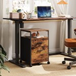 DEVAISE 2 Drawer File Cabinet Mobile Printer Stand with Open Storage Shelf Wood Filing Cabinet fits A4 or Letter Size for Home Office Rustic Brown