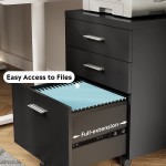 DEVAISE 3 Drawer Lateral File Cabinet Under Desk Wood Filing Cabinet for Letter Legal Size Black