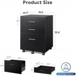 DEVAISE 3 Drawer Lateral File Cabinet Under Desk Wood Filing Cabinet for Letter Legal Size Black