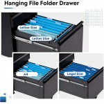 DEVAISE 3 Drawer Mobile File Cabinet with Lock Under Desk Metal Filing Cabinet for Legal Letter A4 File Fully Assembled Except Wheels Black