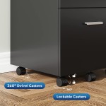 DEVAISE 3 Drawer Mobile File Cabinet Wood Filing Cabinet fits A4 or Letter Size for Home Office Black