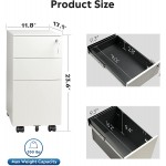 DEVAISE 3 Drawer Vertical File Cabinet Mobile Filing Cabinet with Interlock System for Home Office White