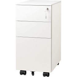 DEVAISE 3 Drawer Vertical File Cabinet Mobile Filing Cabinet with Interlock System for Home Office White