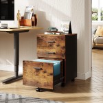 DEVAISE 3 Drawer Wood Mobile File Cabinet Rolling Filing Cabinet for Letter A4 Size Rustic Brown