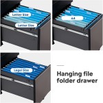 DEVAISE Locking File Cabinet 3 Drawer Rolling Pedestal Under Desk Fully Assembled Except Casters Black