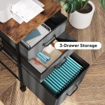 DEVAISE Mobile File Cabinet Rolling Printer Stand with Open Storage Shelf Fabric Vertical Filing Cabinet fits A4 or Letter Size for Home Office Rustic Brown