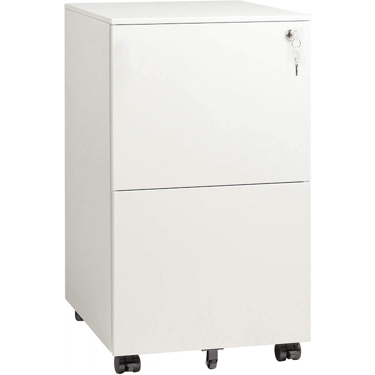 DEVAISE Vertical File Cabinet with Lock Mobile Filing Cabinet for Legal Letter A4 Files Fully Assembled Except Wheels White