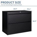Fesbos Lateral File Cabinet with Lock 2 Drawer Large Metal Filing Cabinet,Home Office Lockable Storage Cabinet for Hanging Files Letter Legal F4 A4 Size-Assembly RequiredBlack