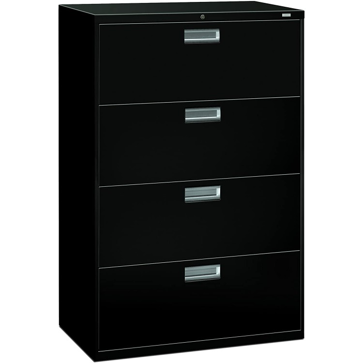 HON 4-Drawer Office Filing Cabinet 600 Series Lateral Legal or Letter File Cabinet 18"D Black H684